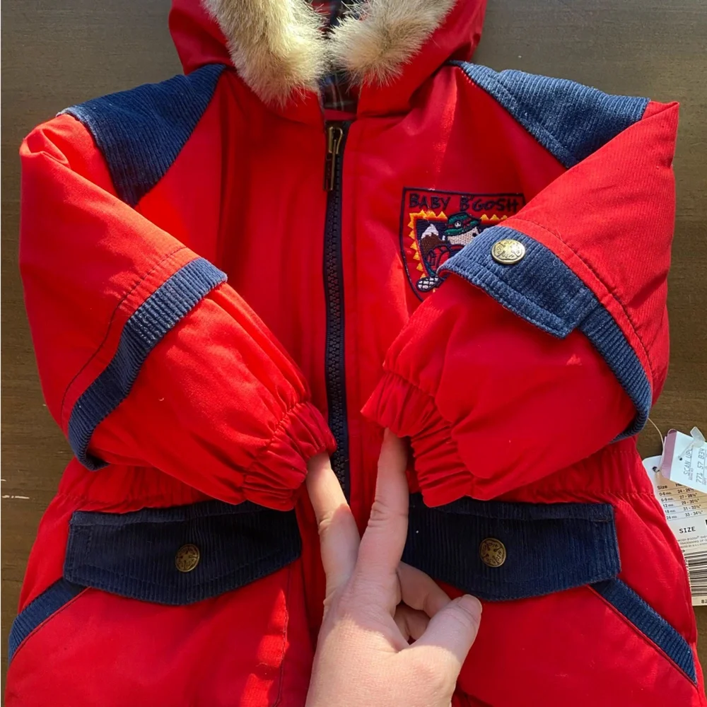 Vintage Baby B’gosh NWT Winter Coat Red Navy Beaver 12 Months Dead Stock Boy